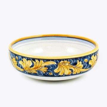 Italian pasta & soup bowl from the Rinascimento Blu e Giallo collection handmade by Ceramiche Rampini in Gubbio, Italy