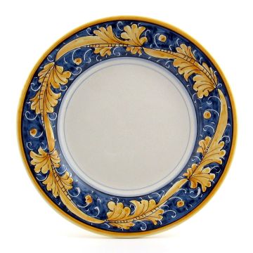 Italian salad & dessert plate from the Rinascimento Blu e Giallo collection handmade by Ceramiche Rampini in Gubbio, Italy