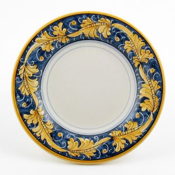 Italian bread & butter plate from the Rinascimento Blu e Giallo collection handmade by Ceramiche Rampini in Gubbio, Italy