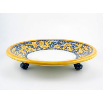 Italian fruit bowl from the Rinascimento Blu e Giallo collection handmade by Ceramiche Rampini in Gubbio, Italy