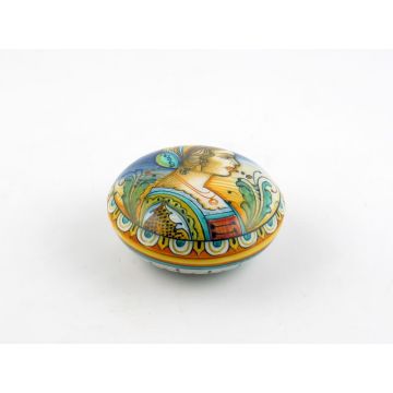 Italian large keepsake box featuring a Renaissance-style portrait handmade by Alvaro Binaglia in Deruta Italy - main image