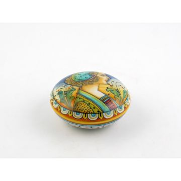 Italian large keepsake box featuring a Renaissance-style portrait handmade by Alvaro Binaglia in Deruta Italy - main image