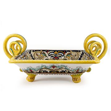 Italian centerpiece featuring a Renaissance-style portrait of Julia Bella handmade by Alvaro Binaglia in Deruta Italy - main image