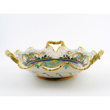 Italian centerpiece featuring a Renaissance-style portrait of Julia Bella handmade by Alvaro Binaglia in Deruta Italy - main image