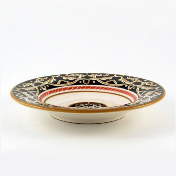 Barocco Nero Italian pasta & soup plate handmade by Fima in Deruta
