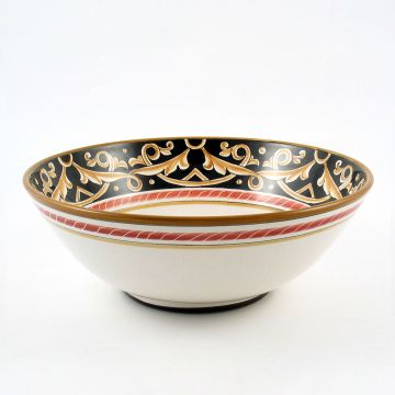 Barocco Nero Italian serving bowl handmade by Fima in Deruta