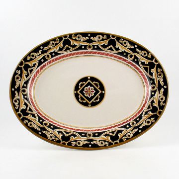Barocco Nero Italian oval platter handmade by Fima in Deruta