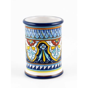 Italian ceramic pen holder or toothbrush holder handmade by Fima in Deruta