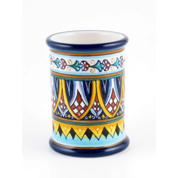 Italian ceramic pen holder or toothbrush holder handmade by Fima in Deruta