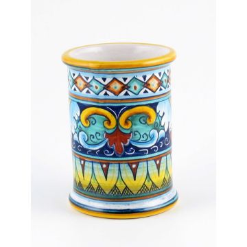 Italian ceramic pen holder or toothbrush holder handmade by Fima in Deruta
