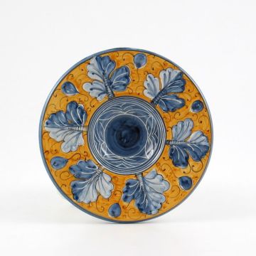 Italian small plate with raised leaves 1 handmade by Ceramiche Rampini in Gubbio, Italy