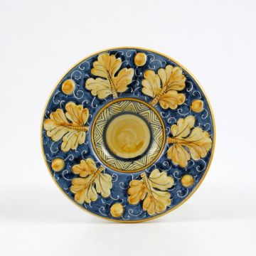 Italian small plate with raised leaves 3 handmade by Ceramiche Rampini in Gubbio, Italy