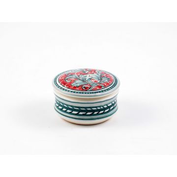 Italian hand-painted ceramic keepsake box from the Rinascimento collection handmade by Ceramiche Rampini in Gubbio, Italy