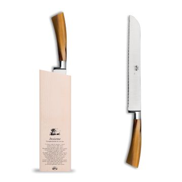 Forgiato Insieme Cornotech bread knife handcrafted by Coltellerie Berti in Scarperia, Italy