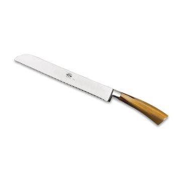 Forgiato Cornotech bread knife handcrafted by Coltellerie Berti in Scarperia, Italy