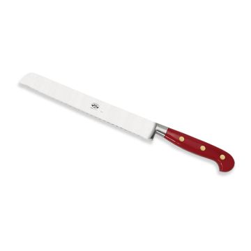 Forgiato Red bread knife handcrafted by Coltellerie Berti in Scarperia, Italy