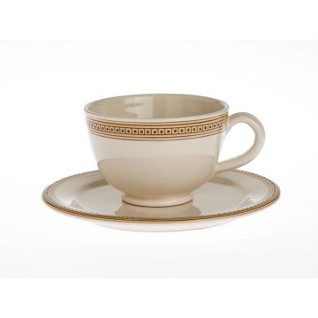 Italian breakfast cup and saucer from the Occhio di Gatto collection, handmade by Francesco Fasano in Grottaglie, Italy