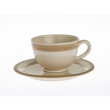 Italian breakfast cup and saucer from the Rubino collection, handmade by Francesco Fasano in Grottaglie, Italy