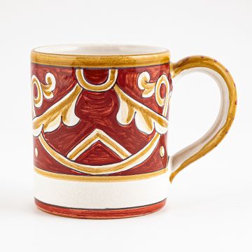 Barocco Rosso Italian mug handmade by Fima in Deruta