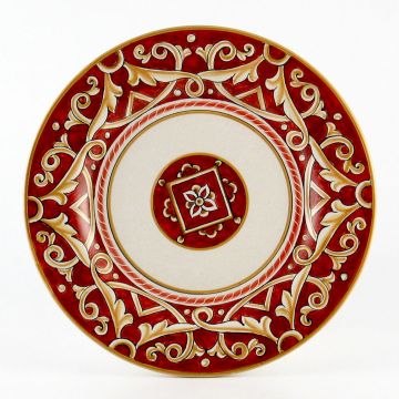 Barocco Rosso Italian salad & dessert plate handmade by Fima in Deruta