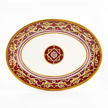 Barocco Rosso Italian oval platter handmade by Fima in Deruta