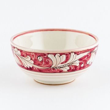 Italian cereal bowl from the Rinascimento Rosa e Bianco collection handmade by Ceramiche Rampini in Gubbio, Italy