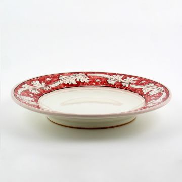 Italian pasta & soup plate from the Rinascimento Rosa e Bianco collection handmade by Ceramiche Rampini in Gubbio, Italy