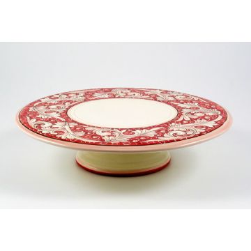 Italian cake & cheese stand from the Rinascimento Rosa e Bianco collection handmade by Ceramiche Rampini in Gubbio, Italy