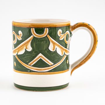 Barocco Verde Italian mug handmade by Fima in Deruta