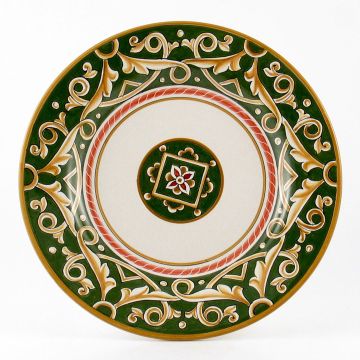 Barocco Verde Italian dinner plate handmade by Fima in Deruta