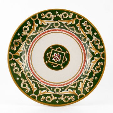 Barocco Verde Italian round platter handmade by Fima in Deruta
