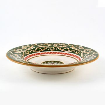Barocco Verde Italian pasta & soup plate handmade by Fima in Deruta