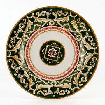 Barocco Verde Italian salad & dessert plate handmade by Fima in Deruta