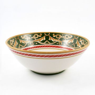 Barocco Verde Italian serving bowl handmade by Fima in Deruta