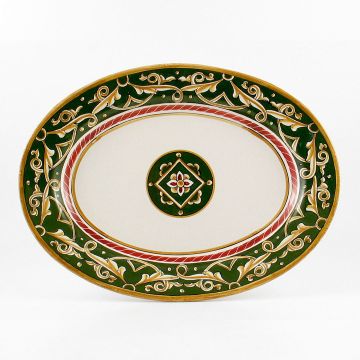 Barocco Verde Italian oval platter handmade by Fima in Deruta
