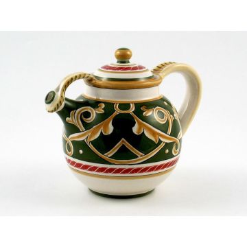 Barocco Verde Italian tea pot handmade by Fima in Deruta