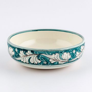 Italian pasta & soup bowl from the Rinascimento Verde e Bianco collection handmade by Ceramiche Rampini in Gubbio, Italy