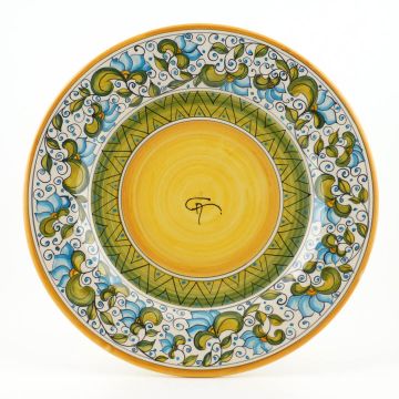 Cecilia Azzurro Italian dinner plate handmade by Ceramiche Andrilia in Deruta