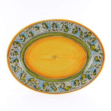 Cecilia Azzurro Italian oval platter handmade by Ceramiche Andrilia in Deruta
