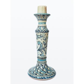 Italian ceramic candle holder Azul handmade by Ghenos in Sicily