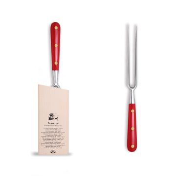 Forgiato Insieme Red carving fork handcrafted by Coltellerie Berti in Scarperia, Italy