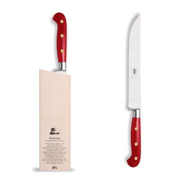 Forgiato Insieme Red carving knife handcrafted by Coltellerie Berti in Scarperia, Italy