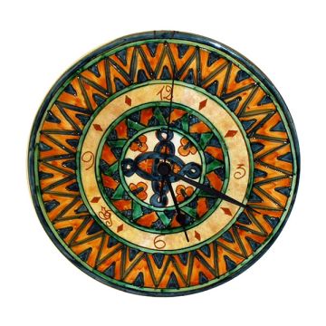Italian wall clock handmade in Mantua using the traditional sgraffito method