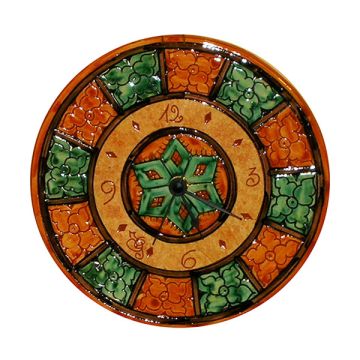 Italian wall clock handmade in Mantua using the traditional sgraffito method