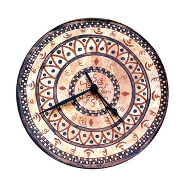 Italian wall clock handmade in Mantua using the traditional sgraffito method