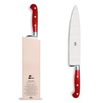 Forgiato Insieme Red chef knife handcrafted by Coltellerie Berti in Scarperia, Italy