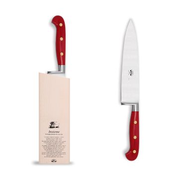 Forgiato Insieme Red chef knife handcrafted by Coltellerie Berti in Scarperia, Italy