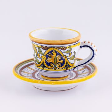 Deruta espresso cup and saucer from the Cinquecento collection, handmade by Antica Deruta - Italy