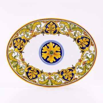 Deruta oval platter from the Cinquecento collection, handmade by Antica Deruta - Italy