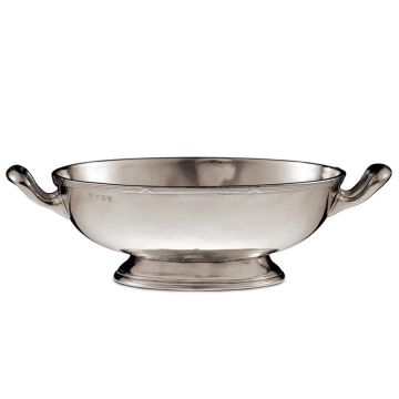 Handcrafted Italian pewter oval bowl Andrea Doria by Cosi Tabellini in Brescia